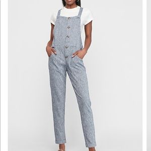 Express | Linen Blend Cropped Overalls